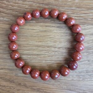 Red Jasper Beads Bracelet, Stretch, Hand Crafted